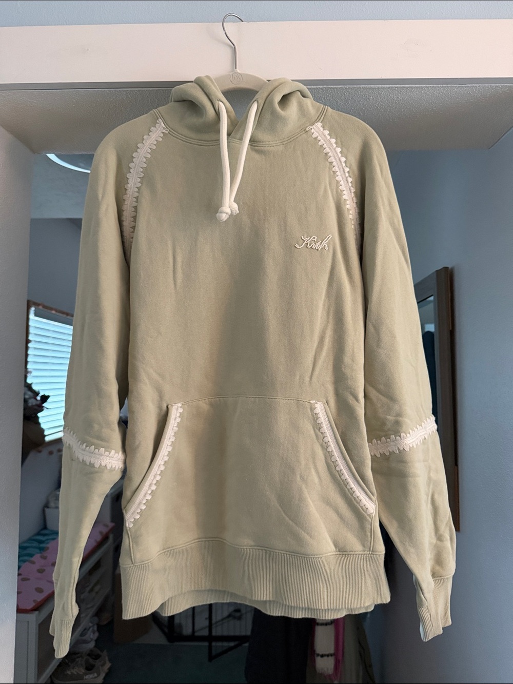 Kith Sage Green Hoodie with White Trim - Pullover